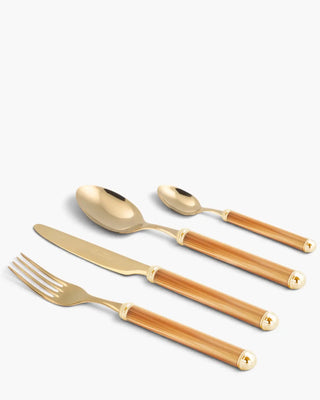 Rivadossi Sandro | Rodi Oro gold PVD-coated stainless steel cutlery set with PMMA handle Amber 22 Set 24 - Buy now on ShopDecor - Discover the best products by RIVADOSSI SANDRO design