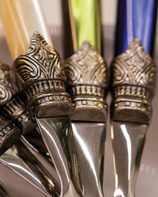 Rivadossi Sandro | Tosca polished stainless steel cutlery set with PMMA handle and antique finish ring - Buy now on ShopDecor - Discover the best products by RIVADOSSI SANDRO design