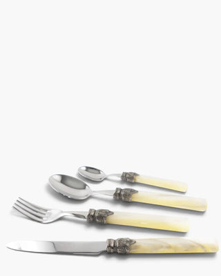 Rivadossi Sandro | Tosca polished stainless steel cutlery set with PMMA handle and antique finish ring Ivory 12 Set 24 - Buy now on ShopDecor - Discover the best products by RIVADOSSI SANDRO design