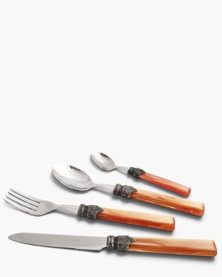 Rivadossi Sandro | Tosca polished stainless steel cutlery set with PMMA handle and antique finish ring Orange 01 Set 24 - Buy now on ShopDecor - Discover the best products by RIVADOSSI SANDRO design