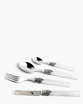 Rivadossi Sandro | Tosca polished stainless steel cutlery set with PMMA handle and antique finish ring White 03 Set 24 - Buy now on ShopDecor - Discover the best products by RIVADOSSI SANDRO design