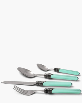 Rivadossi Sandro | Venezia polished stainless steel cutlery set with PMMA handle and antique finish ring Light Green 06 Set 24 - Buy now on ShopDecor - Discover the best products by RIVADOSSI SANDRO design