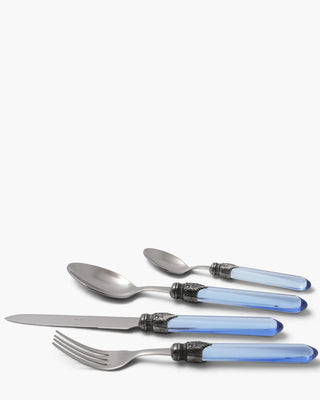 Rivadossi Sandro | Venezia polished stainless steel cutlery set with PMMA handle and antique finish ring Sky Blue 04 Set 24 - Buy now on ShopDecor - Discover the best products by RIVADOSSI SANDRO design