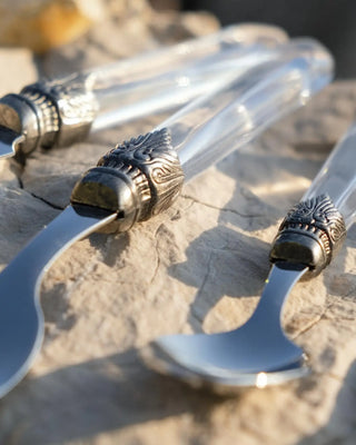 Rivadossi Sandro | Venezia polished stainless steel cutlery set with PMMA handle and antique finish ring - Buy now on ShopDecor - Discover the best products by RIVADOSSI SANDRO design