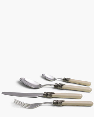 Rivadossi Sandro | Vintage polished stainless steel cutlery set with PBT handle and antique finish ring Beige 02 Set 24 - Buy now on ShopDecor - Discover the best products by RIVADOSSI SANDRO design