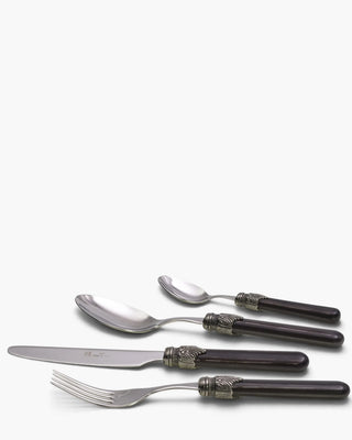 Rivadossi Sandro | Vintage polished stainless steel cutlery set with PBT handle and antique finish ring Chocolate 08 Set 24 - Buy now on ShopDecor - Discover the best products by RIVADOSSI SANDRO design