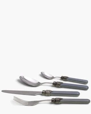 Rivadossi Sandro | Vintage polished stainless steel cutlery set with PBT handle and antique finish ring Dark Grey 20 Set 24 - Buy now on ShopDecor - Discover the best products by RIVADOSSI SANDRO design