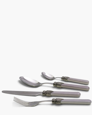 Rivadossi Sandro | Vintage polished stainless steel cutlery set with PBT handle and antique finish ring Light Grey 10 Set 24 - Buy now on ShopDecor - Discover the best products by RIVADOSSI SANDRO design