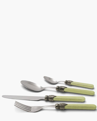 Rivadossi Sandro | Vintage polished stainless steel cutlery set with PBT handle and antique finish ring Pistachio Green 18 Set 24 - Buy now on ShopDecor - Discover the best products by RIVADOSSI SANDRO design