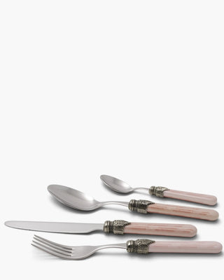 Rivadossi Sandro | Vintage polished stainless steel cutlery set with PBT handle and antique finish ring Powder Pink 17 Set 24 - Buy now on ShopDecor - Discover the best products by RIVADOSSI SANDRO design