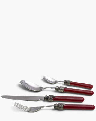 Rivadossi Sandro | Vintage polished stainless steel cutlery set with PBT handle and antique finish ring Red 01 Set 24 - Buy now on ShopDecor - Discover the best products by RIVADOSSI SANDRO design