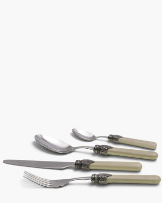Rivadossi Sandro | Vintage polished stainless steel cutlery set with PBT handle and antique finish ring Sage Green 06 Set 24 - Buy now on ShopDecor - Discover the best products by RIVADOSSI SANDRO design