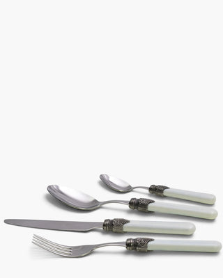 Rivadossi Sandro | Vintage polished stainless steel cutlery set with PBT handle and antique finish ring Sky Blue 04 Set 24 - Buy now on ShopDecor - Discover the best products by RIVADOSSI SANDRO design