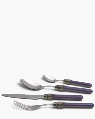 Rivadossi Sandro | Vintage polished stainless steel cutlery set with PBT handle and antique finish ring Violet 07 Set 24 - Buy now on ShopDecor - Discover the best products by RIVADOSSI SANDRO design