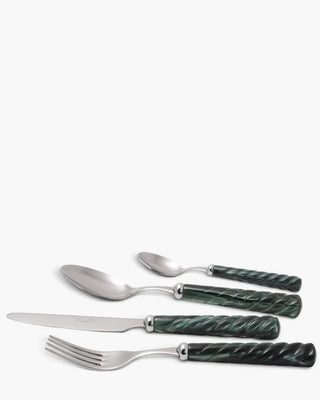 Rivadossi Sandro | Vito polished stainless steel cutlery set with PMMA handle Dark Green 06 Set 24 - Buy now on ShopDecor - Discover the best products by RIVADOSSI SANDRO design