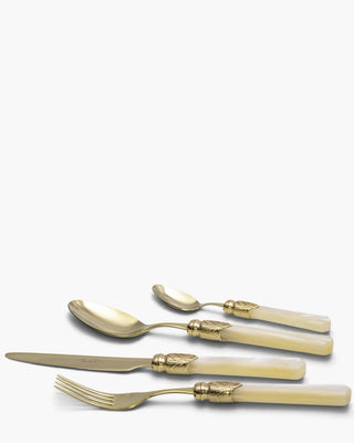 Rivadossi Sandro | Vittoria Oro gold PVD-coated stainless steel cutlery set with PMMA handle Ivory 12 Set 24 - Buy now on ShopDecor - Discover the best products by RIVADOSSI SANDRO design