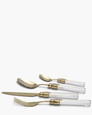 Rivadossi Sandro | Vittoria Oro gold PVD-coated stainless steel cutlery set with PMMA handle Transparent 03 Set 24 - Buy now on ShopDecor - Discover the best products by RIVADOSSI SANDRO design