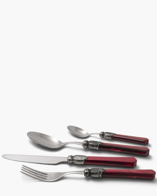 Rivadossi Sandro | Vittoria polished stainless steel cutlery set with PMMA handle and antique finish ring Bordeaux 08 Set 24 - Buy now on ShopDecor - Discover the best products by RIVADOSSI SANDRO design