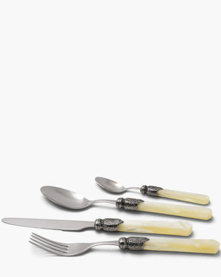 Rivadossi Sandro | Vittoria polished stainless steel cutlery set with PMMA handle and antique finish ring Ivory 12 Set 24 - Buy now on ShopDecor - Discover the best products by RIVADOSSI SANDRO design