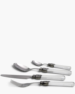 Rivadossi Sandro | Vittoria polished stainless steel cutlery set with PMMA handle and antique finish ring Transparent 03 Set 24 - Buy now on ShopDecor - Discover the best products by RIVADOSSI SANDRO design