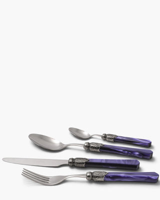 Rivadossi Sandro | Vittoria polished stainless steel cutlery set with PMMA handle and antique finish ring Violet 17 Set 24 - Buy now on ShopDecor - Discover the best products by RIVADOSSI SANDRO design