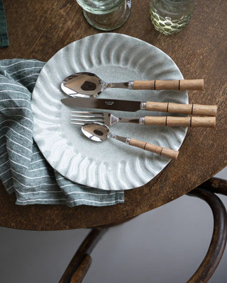 Sabre Paris Bamboo stainless steel dessert fork with wood handle