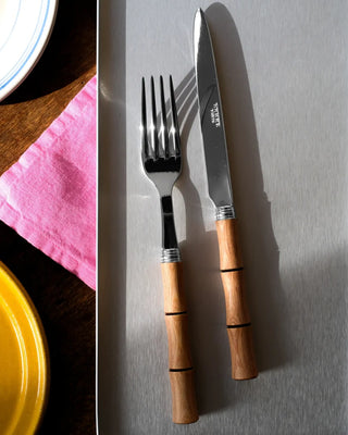 Sabre Paris Bamboo 24-piece stainless steel cutlery set with wood handles