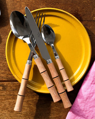 Sabre Paris Bamboo 5-piece stainless steel cutlery set with wood handles