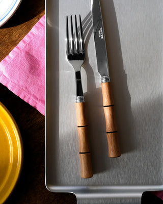 Sabre Paris Bamboo 5-piece stainless steel cutlery set with wood handles