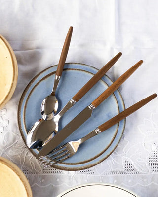 Sabre Paris Jonc 24-piece stainless steel cutlery set with wood handles - Buy now on ShopDecor - Discover the best products by SABRE PARIS design