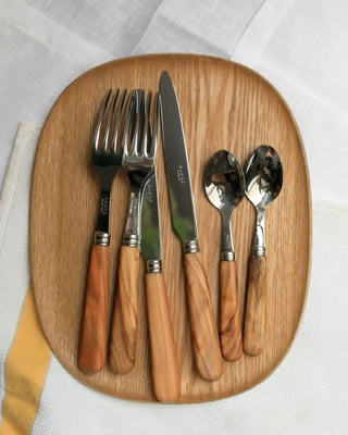 Sabre Paris Lavandou 5-piece stainless steel cutlery set with olive tree wood handles - Buy now on ShopDecor - Discover the best products by SABRE PARIS design