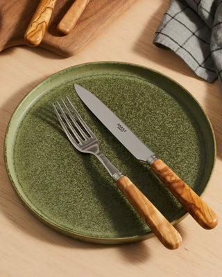 Sabre Paris Lavandou stainless steel dessert fork with olive tree wood handle - Buy now on ShopDecor - Discover the best products by SABRE PARIS design