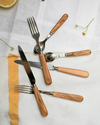 Sabre Paris Lavandou stainless steel dessert spoon with olive tree wood handle - Buy now on ShopDecor - Discover the best products by SABRE PARIS design