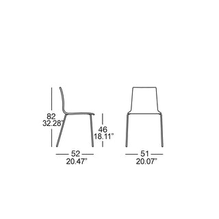 Scab Alice 2675 chair with technopolymer shell and steel legs
