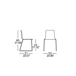 Scab Alice 2677 chair with technopolymer shell and steel sled base