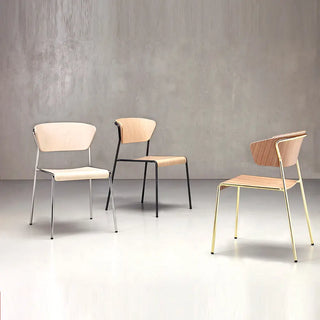 Scab Lisa Wood 2852 chair with wooden shell and steel legs