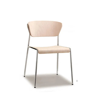 Scab Lisa Wood 2852 chair with wooden shell and steel legs