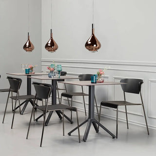 Scab Lisa Wood 2852 chair with wooden shell and steel legs