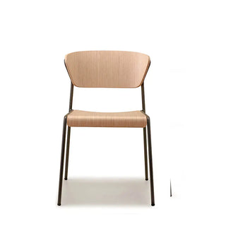 Scab Lisa Wood 2852 chair with wooden shell and steel legs