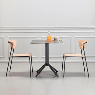 Scab Lisa Wood 2852 chair with wooden shell and steel legs
