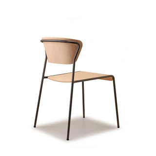 Scab Lisa Wood 2852 chair with wooden shell and steel legs
