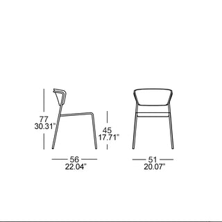 Scab Lisa Wood 2852 chair with wooden shell and steel legs