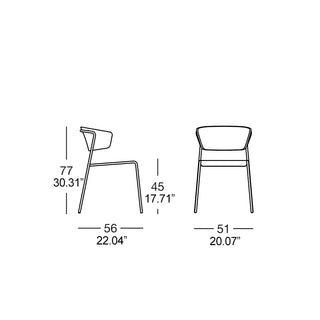 Scab Lisa Wood 2850 armchair with wooden shell and steel legs