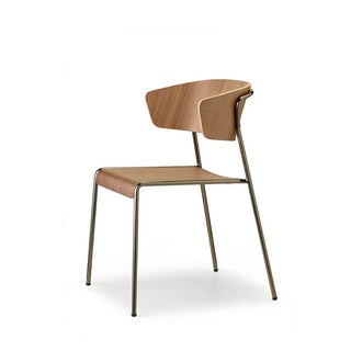 Scab Lisa Wood 2850 armchair with wooden shell and steel legs
