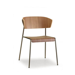 Scab Lisa Wood 2850 armchair with wooden shell and steel legs