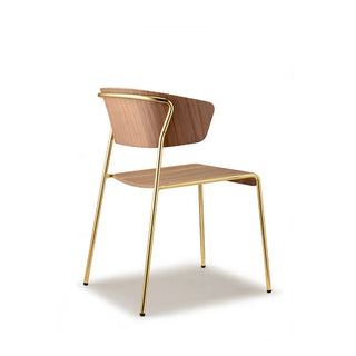 Scab Lisa Wood 2850 armchair with wooden shell and steel legs