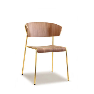 Scab Lisa Wood 2850 armchair with wooden shell and steel legs