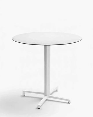 Scab Domino Fixed 5140 table with four-leg embossed powder-coated aluminium base and solid laminate tabletop