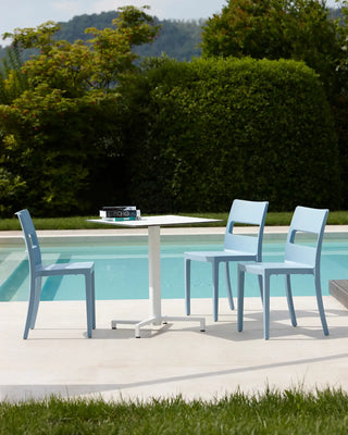 Scab Domino Fixed 5140 table with four-leg embossed powder-coated aluminium base and solid laminate tabletop