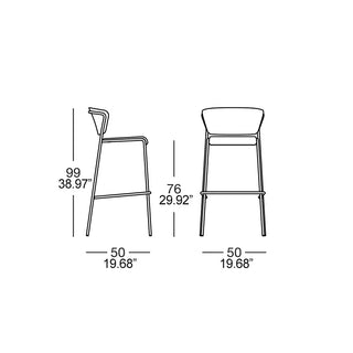 Scab Lisa upholstered stool with steel legs